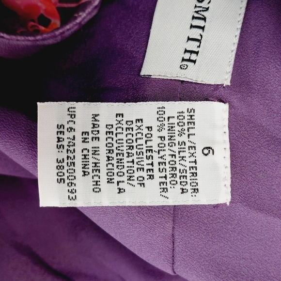 Jaclyn Smith Silk Purple Floral V-Neck Zipper Sleeveless Dress P523 - Picture 7 of 8